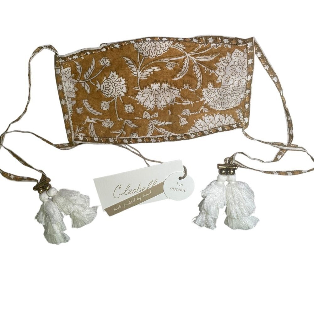 Cleobella Honey Mix Print Organic Cotton Face Mask w/ Tassels NWT Description: